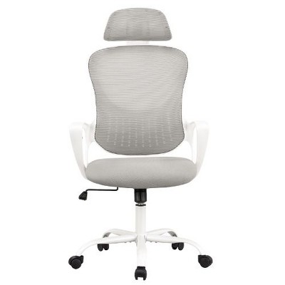 CAVINAS Ergonomic Office Chair with Adjustable Headrest and Flip-Up Arms, Mesh Home Office Desk Chairs, Swivel Chair with High Back, Computer Chair