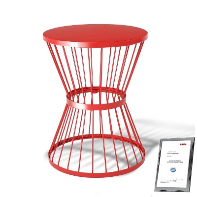 LOEHAVIT Outdoor Side Table Metal Round End Table Waterproof Modern Small Patio Table for Outside Garden Balcony Yard