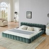 KWPZQEB King Upholstered Platform Bed with Fabric Headboard, Chenille Floor Bed Frame, Wooden Slat Support, No Box Spring Needed - 2 of 4