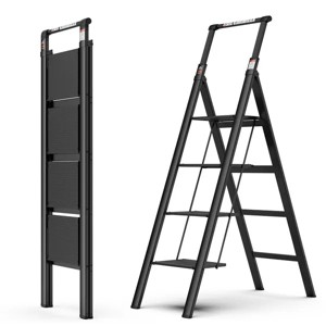 Racxily 4 Step Ladder, Retractable Handgrip Folding Step Stool with Anti-Slip Wide Pedal, Aluminum Step Ladders,300lbs Safety Household Ladder - 1 of 4