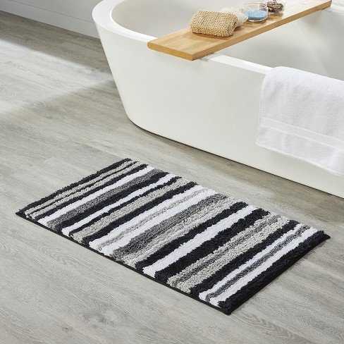 Set Of 4 Gradiation Rug Collection Grey Cotton Tufted Bath Rug Set