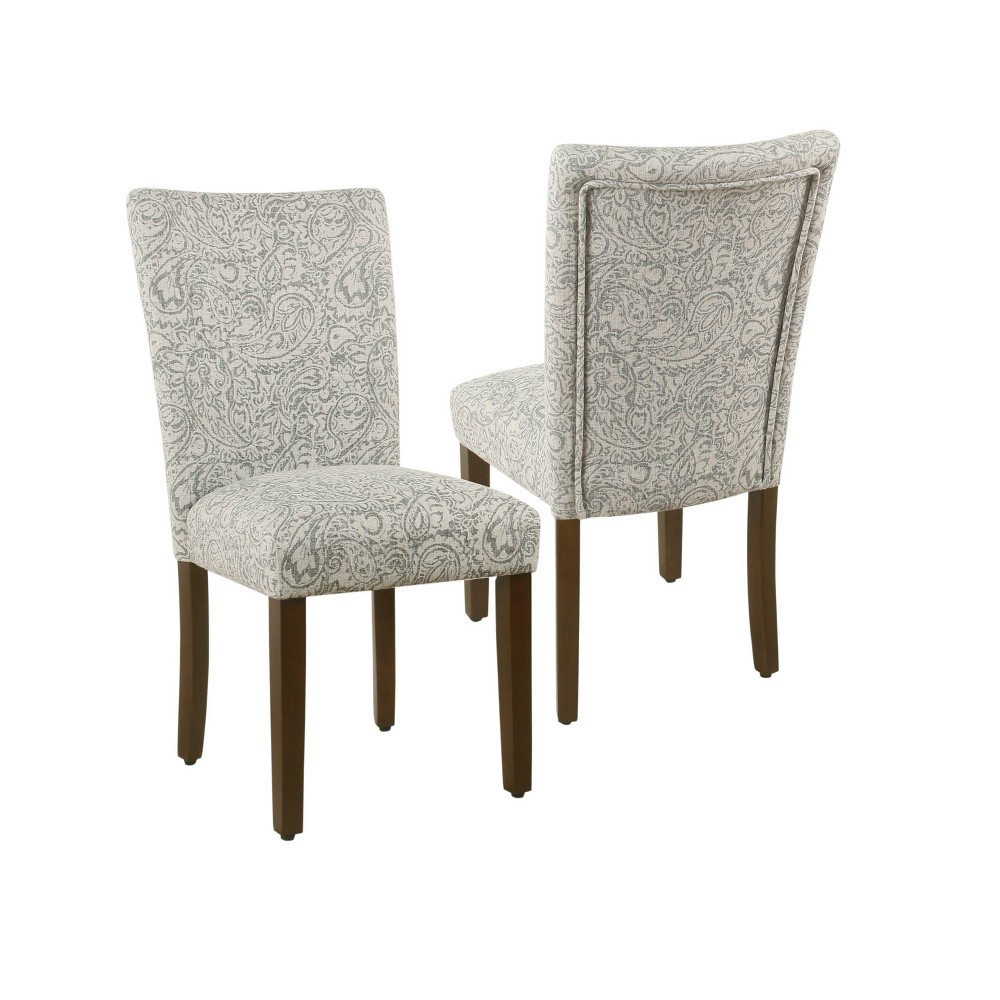 Photos - Chair Set of 2 Parsons Dining  Floral Gray - HomePop Gray Paisley