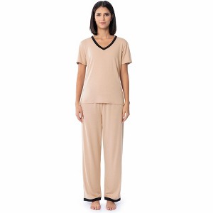 Fruit of the Loom Women's and Plus Short Sleeve Breathable Pajama Set - 1 of 4