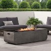 GDFStudio Riga Outdoor 50,000 BTU Lightweight Concrete and Ceramic Rectangular Fire Pit, Light Gray/Black - 2 of 4
