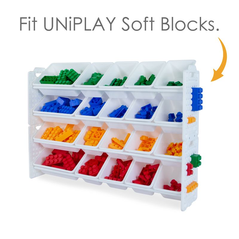 UNiPLAY Toy Organizer With 20 Removable Storage Bins and Block Play Panel, Multi-Size Bin Organizer, 3 of 8