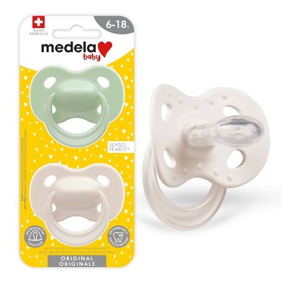 Medela Baby Original Pacifier - Green/Gray 6-18 Months 2pk