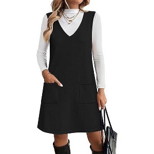 Zeagoo Women's Sweater Vest Dresses for Women 2025 V Neck Sleeveless Knit Pullover Sweater with Pockets Fall Winter Outfits - 1 of 4