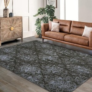 Abstract Machine Washable Rug with Non Slip Backing Ultra-Thin Non Shedding Stain Resistant Indoor Carpet for Living Room Bedroom Dining Room - 1 of 4