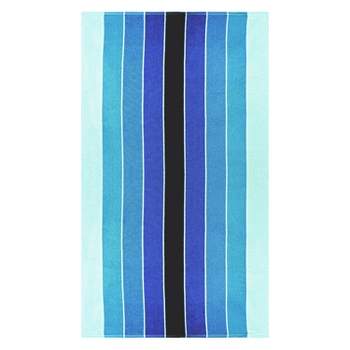 Classic Stripe Cotton Oversized Beach Towel by Blue Nile Mills