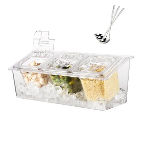Aoibox Commercial Spice Rack Set with NSF Certified Polycarbonate Organizer Shelf, 3 Pans & 3 Ladles, Countertop Holder for Seasoning, Freezer Safe - 1 of 4
