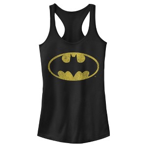 Juniors Womens Batman Logo Retro Caped Crusader Racerback Tank Top - 1 of 4