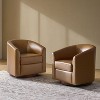 Set of 2 Jessie 30.5" Wide Modern Swivel Barrel Faux Leather Chair with Solid Wood Base|ARTFUL LIVING DESIGN - 2 of 4