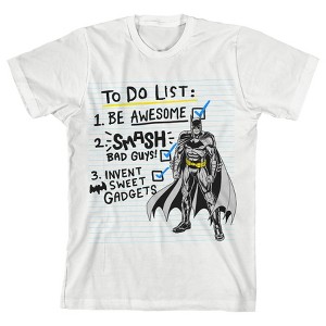 Batman Superhero To-Do List White T-shirt Toddler Boy to Youth Boy - 1 of 1