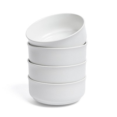 over&back Set of 4 26oz Rimmed Hand-Finished Stoneware Cereal Bowls Semi-Matte