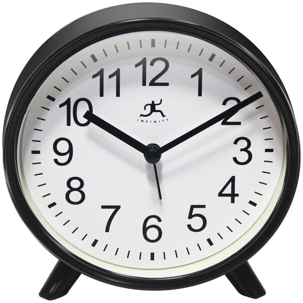 Photos - Radio / Table Clock 5.75" Tabletop Alarm Clock Black - Infinity Instruments