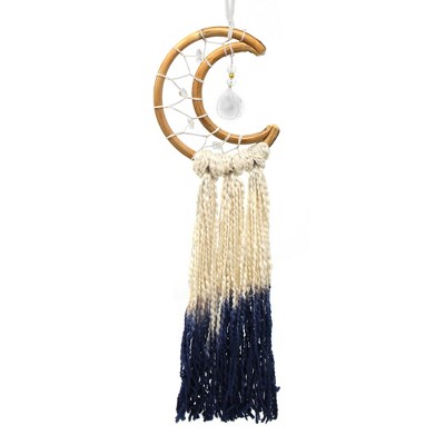 Slickblue Traditional 11" Dream Catcher, Handcrafted with Natural Cane and Wax Thread, Decorated with Crystals