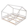 NicBex Twin Size Platform Bed Modern House-Shaped Pine Bed Frame with 2 Beds Side by Side and Guardrails for Bedroom, No Box Spring Required, White - 3 of 4