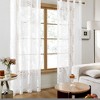Deconovo Simple Grass Pattern Curtain Burnout Yarn Fabric, 8 White Rings, No Tie Design, Light & Elegant for Windows,2Panels - 2 of 4