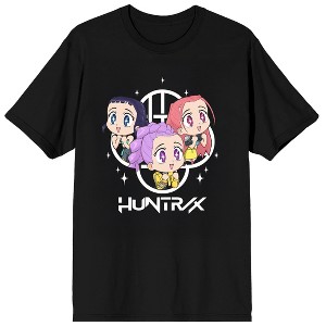 KPop Demon Hunters Huntrix Excited Kawaii on Black Short Sleeve Adult T Shirt - 1 of 4