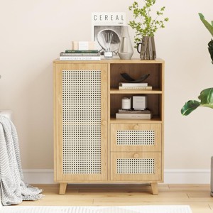 SEVOBAL Sideboard Buffet Cabinet Storage Cabinet with Drawers Adjustable Shelf Accent Cabinet for Living Room Kitchen Entryway, Beige, 15"*27.5"*33.8" - 1 of 4
