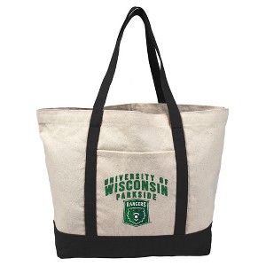 University Of Wisconsin Parkside Primary Logo Canvas Tote Bag With External Pocket, Reusable Shoulder Bag for Shopping, School, Beach - 1 of 4