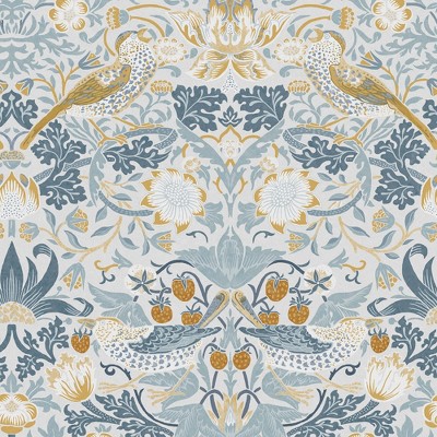 William Morris at Home Strawberry Thief Soft Blue Wallpaper