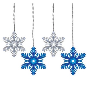 GE Color Choice 8-Ct Dual Color 96 LED Snowflake Icicle Lights Blue/Cool White - 1 of 3