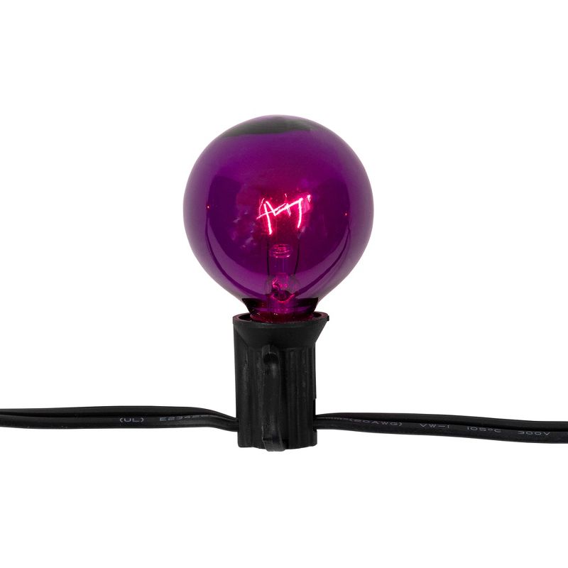 Northlight 10-Count Orange and Purple G40 Globe Halloween Lights, 9ft Black Wire, 1 of 7