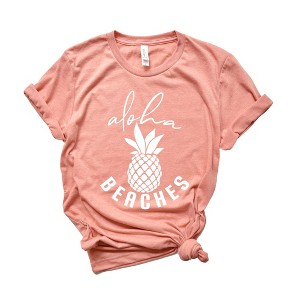 Simply Sage Market Women's Aloha Beaches Pineapple Short Sleeve Graphic Tee - 1 of 3