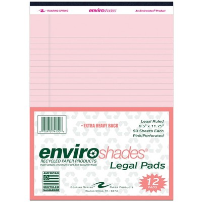 Enviroshades Legal Pads, 8-1/2 x 11 Inches, Pink, 50 Sheets, Pack of 12