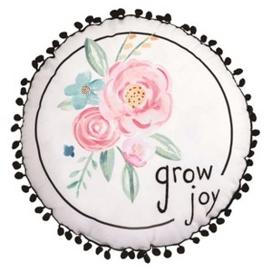 Transpac Fabric 15.7 in. Multicolor Spring Grow Joy Watercolor Spring Round Pillow - 1 of 2