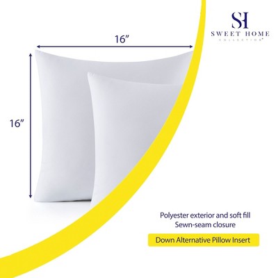 White 16" x 16" Polyester Throw Pillow Inserts, Set of 2