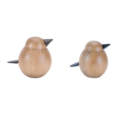 Modern Wood Bird Figurine (Set of 2)