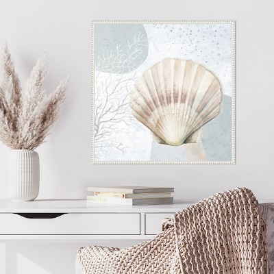 Blush Scallop Nautical Canvas Print with Beaded Frame
