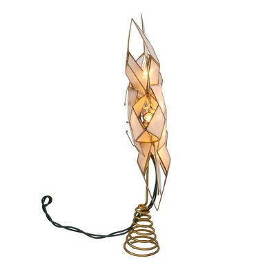 Gold Capiz Shell Double Point Star Christmas Tree Topper, 11.75"