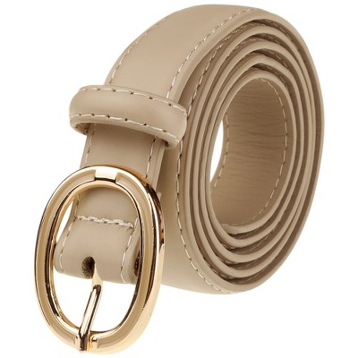 INSPIRE CHIC Women's Faux Leather Gold Buckle Waist Belts 0.9" Wide