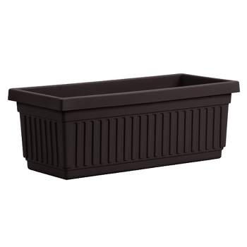 HC Companies 24 Inch Long Fluted Plastic Venetian Garden Window Container Planter Box for Indoor or Outdoor Flowers, Vegetables, or Succulents, Black