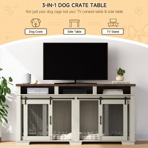 Jojoka Pet Double Dog Crate Furniture for 2 Dogs, Indoor Kennel with Divider and Storage, Sliding Barn Door, TV Stand - 1 of 4