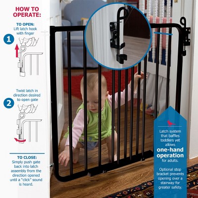 Black Metal Expandable Auto-Lock Baby and Pet Gate