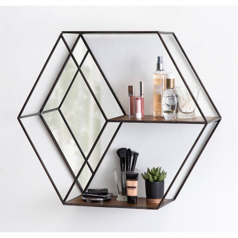 26" x 7" x 23" Lintz Hexagon Shelves with Mirror - Kate & Laurel All Things Decor, 6 of 7