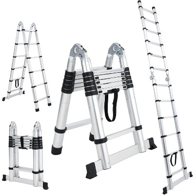 16.5FT Telescoping Ladder - Portable Aluminum Extension Ladder with Non-Slip Feet & Stabilizers, Collapsible A-Frame Design for Home & Outdoor Use