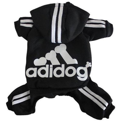 Fresh Pawz Adidog Logo Dog and Cat Jumpsuit - Black - XS