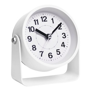 Aoibox Silent Analog Alarm Clock with Quartz Movement, Snooze & Light, Easy to Set for Home, Travel, Office, Compact & Portable (White) - 1 of 4