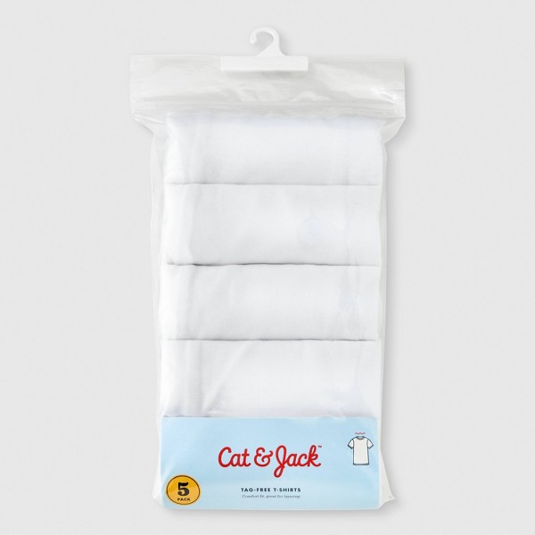 Paquete de 5 Camisetas de Cuello Redondo para Niño - Cat & Jack™ Blanco 2