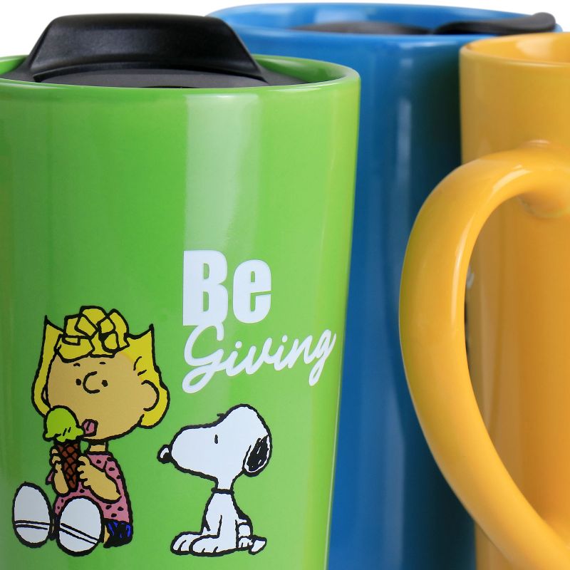 Peanuts Gentle Reminders Stoneware 4 Piece 18oz Travel Cups in Assorted Designs, 3 of 8