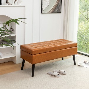 NicBex Ottoman Bench with Shoe Rack Modern Linen Ottoman with Metal Legs, End of Bed Bench for Living Room, Bedroom, Entryway, Load 300 lb - 1 of 4