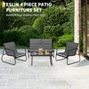 Textilene Patio Conversation Set with 2 Single Chairs, 1 Love Seat and Coffee Table, 4 Piece Textilene Furniture Set with Loveseat and Glass - 4 of 4