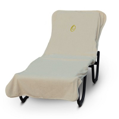 BC BARE COTTON Luxury Hotel & Spa Monogrammed Pool Chaise Lounge Cover, Standard Size 90 X 29 Inches - Beige - Gold Script