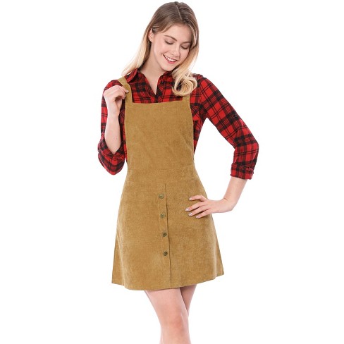 Allegra K Women s Corduroy Button Front A line Bib Overall