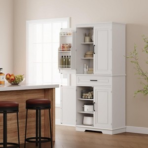 72Inch Tall Pantry Cabinet, Farmhouse Kitchen Storage Cabinet with Drawer, 4 Adjustable Shelves, 6 Door Shelves, Kitchen Pantry Cabinet - 1 of 4